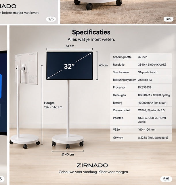 Zirnado MoveView 32 4K productspecificaties
