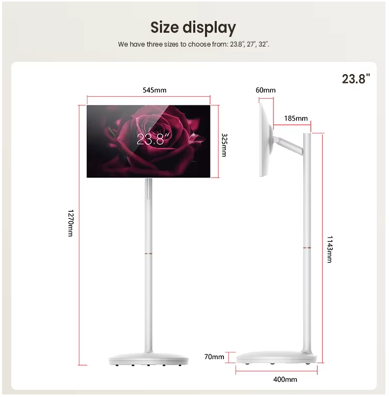 MoveView maatvergelijking 23.8 27 en 32 inch